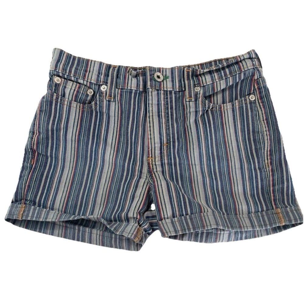 Vintage Tommy Jeans Striped Denim Shorts Womens Size 26 Multi Color 90s Jorts